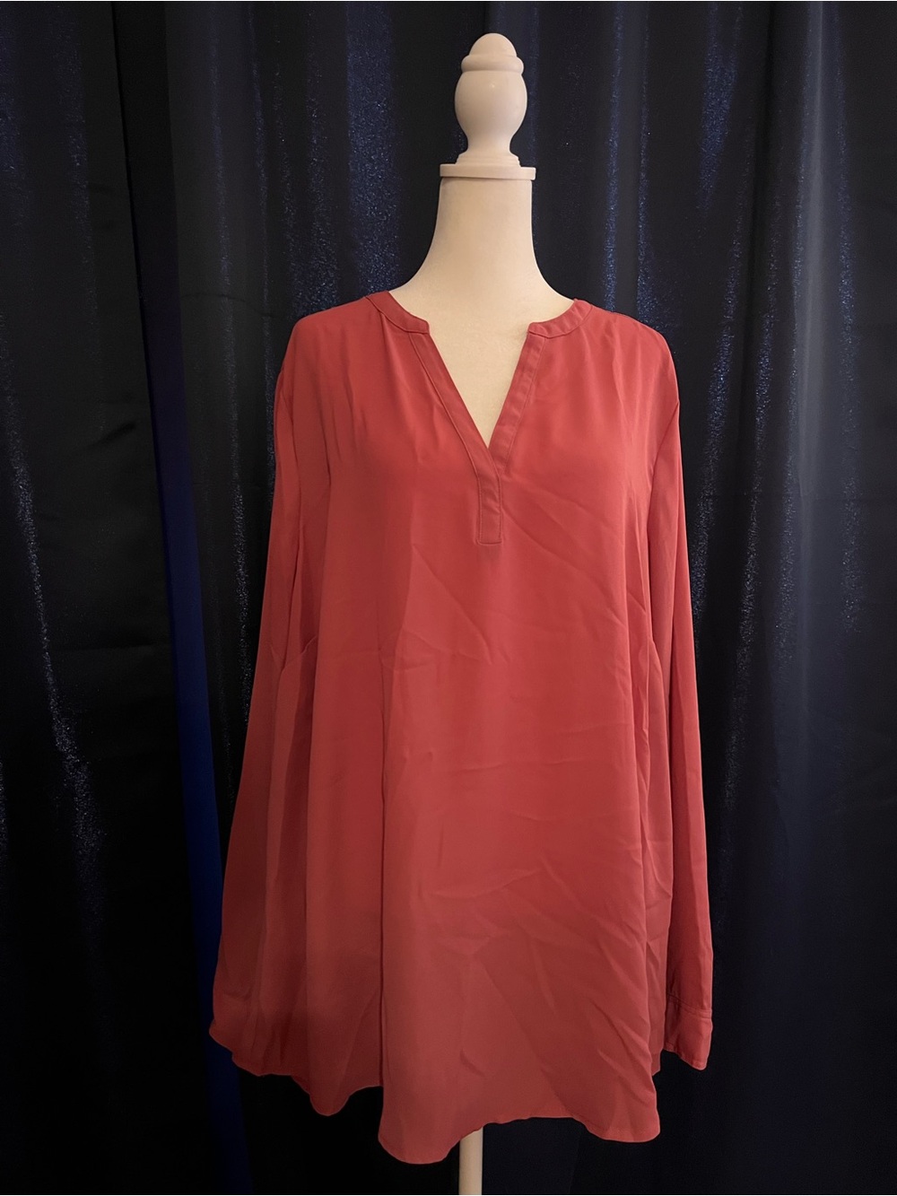 Torrid Size 2 Pink Long Sleeve Split Neck Blouse Tunic Plus Size 2X